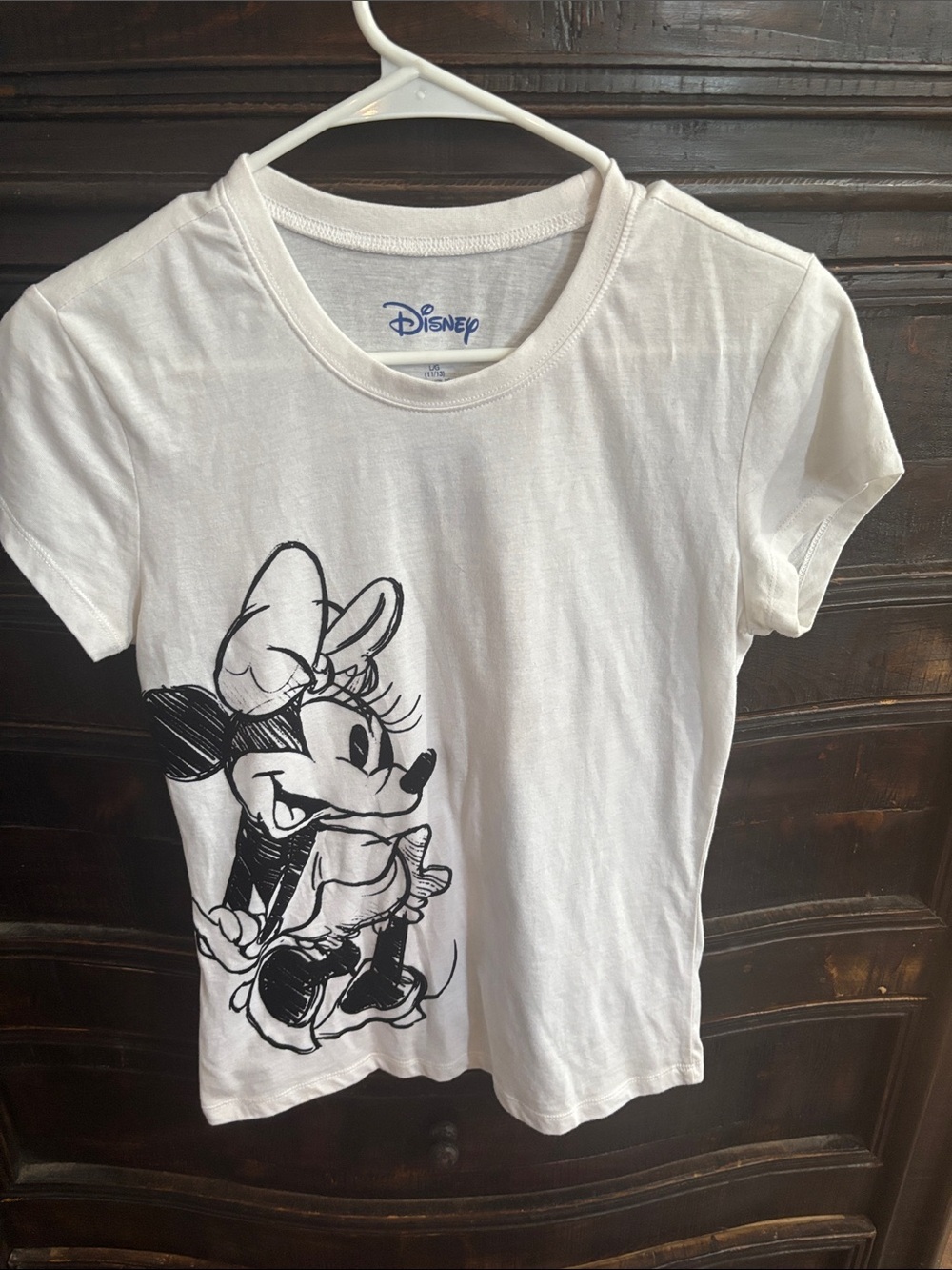 Disney White Minnie Mouse Sketch Tee girls size L